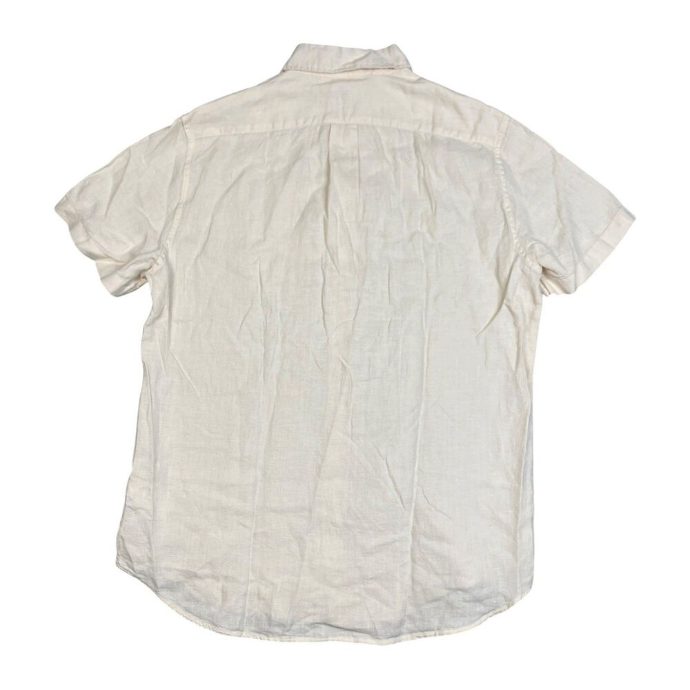 J Crew Washed Linen Shirt Mens M Natural Beige Short Sleeve Button Front CH600 - Picture 8 of 13